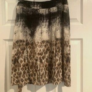 Black & Tan Graphic Print Linen Skirt